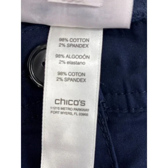Chico's Casual Cotton Stretch Capri Crop Pant Navy Blue Size 1.5 (10) Medium - Picture 6 of 6